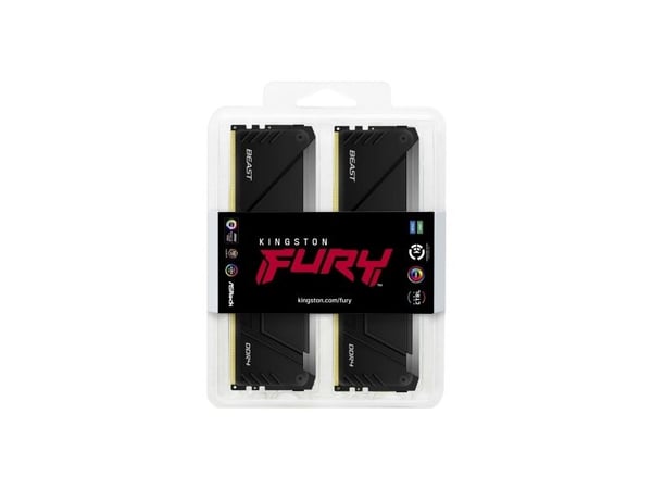 Kingston FURY Beast RGB - DDR4 - sett - 32 GB: 4 x 8 GB - DIMM 288-pin - 3200 MT/s / PC4-25600 - CL16 - 1.35 V - ikke-bufret - ikke-ECC - svart