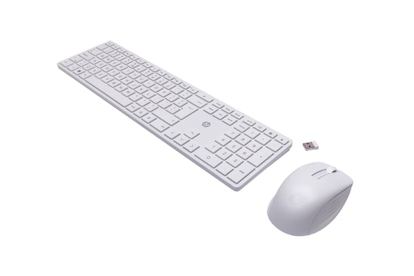 HP 650 trådløst tastatur- og musesett, 2,4 GHz, membrantastatur, hvit