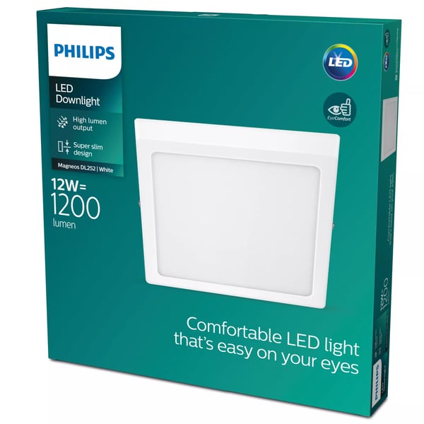 Philips Funktionell Magneos taklampa 12 W kvadratisk, Utanpåliggande spotlight, Glödlampan/-lamporna kan inte bytas ut, LED, 2700 K, 1200 LM, Vit