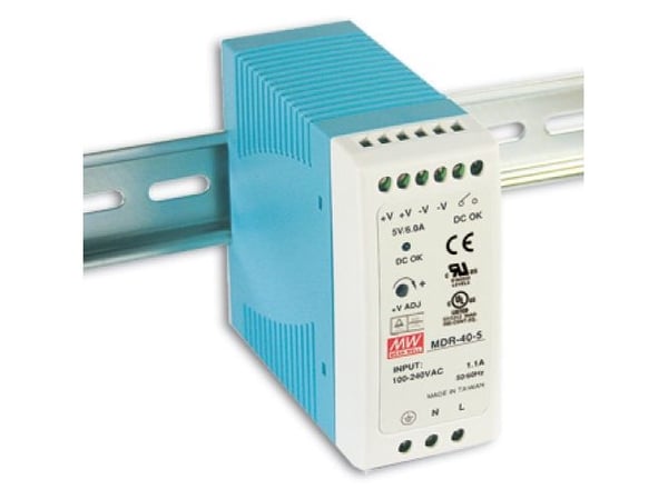 MEAN WELL MDR-40-5 strømforsyning for DIN-skinne 5 V/DC 6 A 30 W (1 utgang)