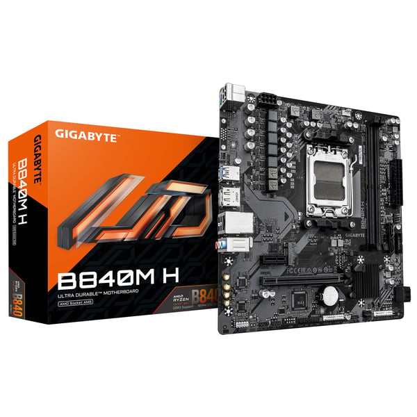 Gigabyte B840M H emolevy B840-piirisarja AM5 micro-ATX DDR5, musta/harmaa