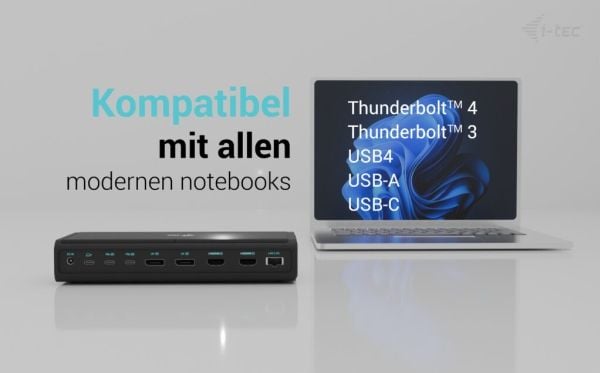 i-Tec - Dokkingstasjon - USB-C / USB4 / Thunderbolt 3 / Thunderbolt 4 - 2 x HDMI, 2 x DP, 2 x USB-C - 1GbE, 2.5GbE - 240 watt - Europa
