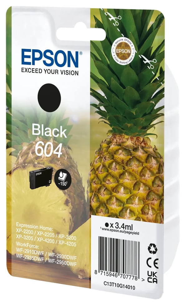 Epson 604 svart blekkpatron, 150 sider for XP 220x/320x/420x, WF 29x0