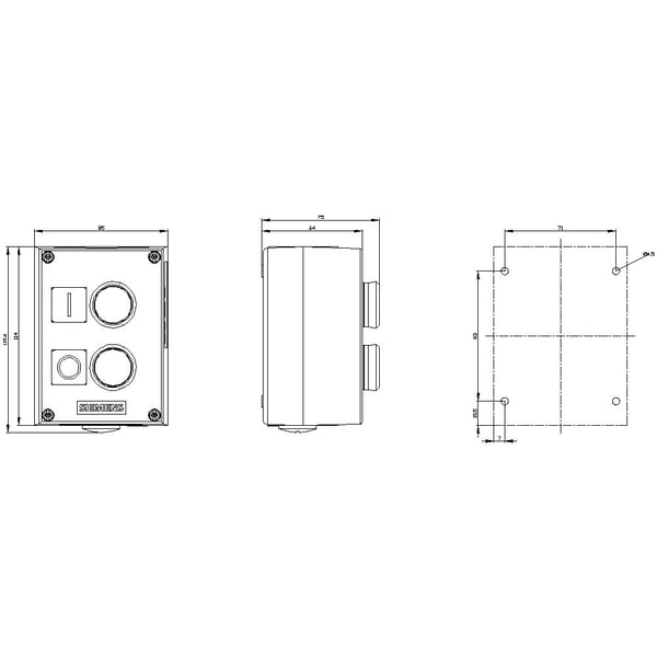 Siemens 3SU18520AC002AB1 3SU1852-0AC00-2AB1 Kaappi IP66, IP67, IP69/IP69K 1 kpl 1 kpl