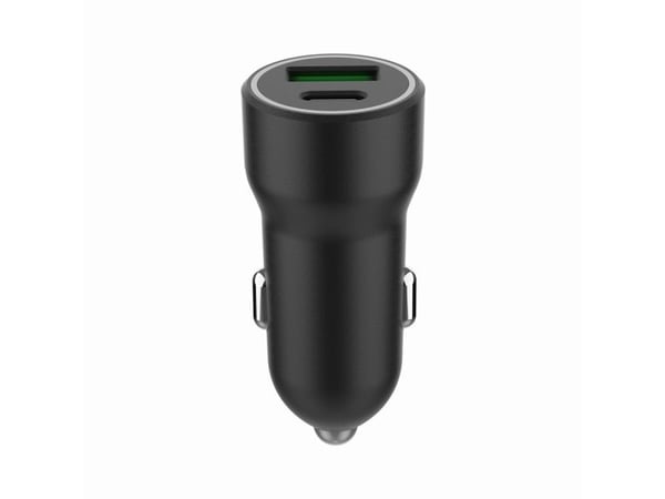 Gembird - Bilstrømadapter - 20 watt - 4 A - PD, QC 3.0 - 2 utgangskontakter (USB, USB-C) - svart