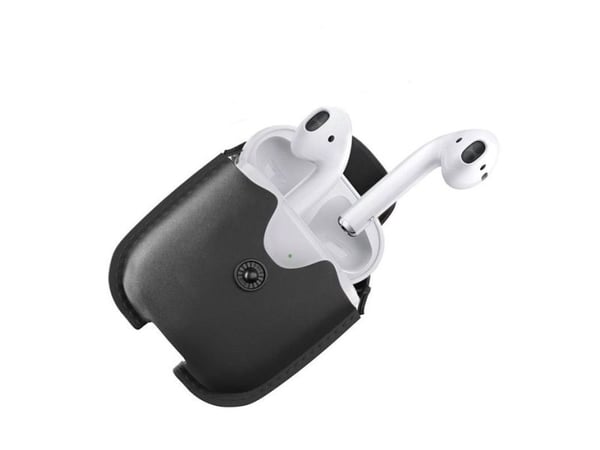 Woodcessories AirCase, Laatikko, Apple, AirPods, Nahka, Musta, Iskunkestävä, Naarmuuntumaton, Naarmuuntumaton