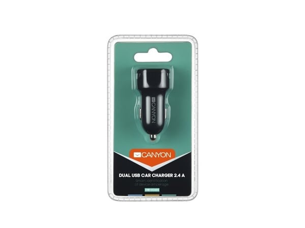Canyon C-04 - Bilstrømadapter - 2.4 A - 2 utgangskontakter (USB) - svart