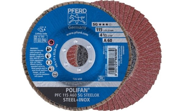 PFERD 67706115, Lamellskive, Nedsenket senter, Rustfritt stål, Stål, Alle merker, 2,22 cm, 11,5 cm