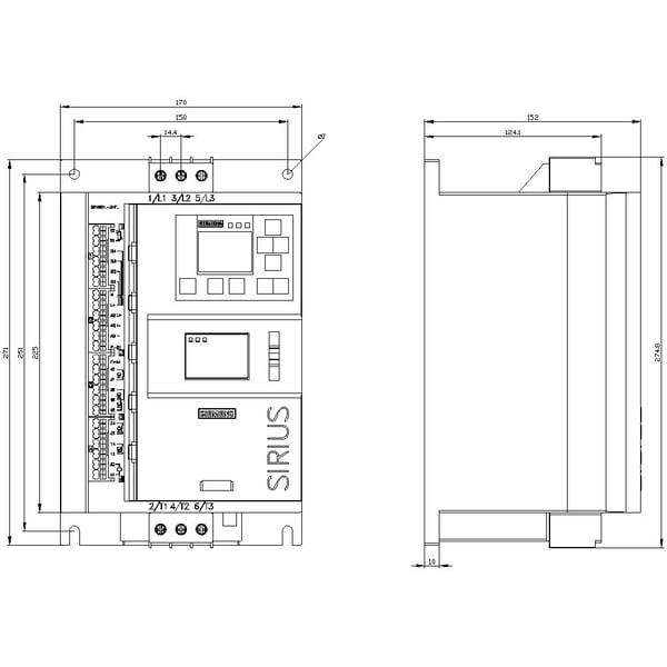 Siemens 3RW5514-3HF04, IP00, 3,34 kg, 376 mm, 287 mm, 285 mm