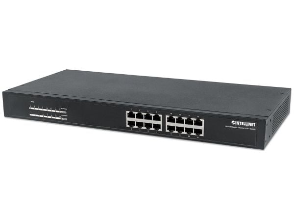 Intellinet 560993, Uhåndtert, L2, Gigabit Ethernet (10/100/1000), Strøm over Ethernet (PoE), Rack-montering, 1U