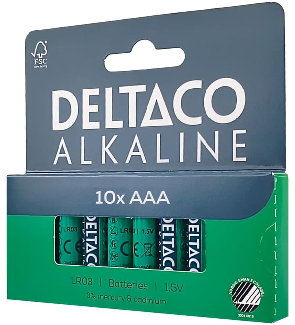 DELTACO - Batteri 10 x AAA / LR03 - Alkalisk - 1300 mAh