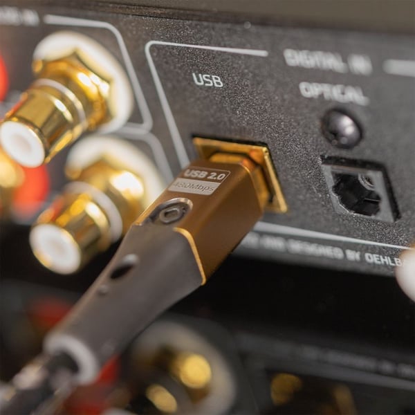 OEHLBACH D1C9548, 2 m, USB C, USB B, USB 2.0, 0,48 Gbit/sek, svart, gull