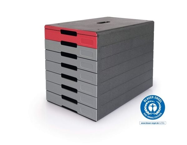 Durable IDEALBOX PRO 7, Plast, Grå, Rød, A4, A4, 7 skuffer, 250 mm