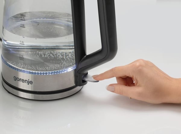 Gorenje K17GED, 1,7 l, 2200 W, Rustfritt stål, Glass, Vannivåindikator, Trådløs