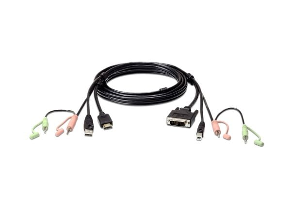 ATEN 2L-7D02DH - Tastatur / video / musekabel (KVM) - USB, HDMI, 2 x ministereojakk (hann) til USB-type B, DVI-D, 2 x ministereojakk (hann) - 1.8 m...
