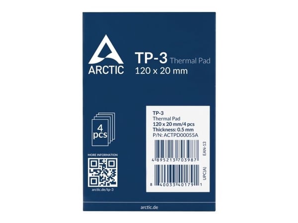 ARCTIC TP-3 värmeledande pad 120 x 20 mm 0,5 mm, blå, 4-pack