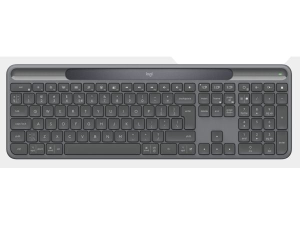 Logitech K980 tangentbord, Bluetooth, Slim Solar+ for Business, Nordiskt, grafit