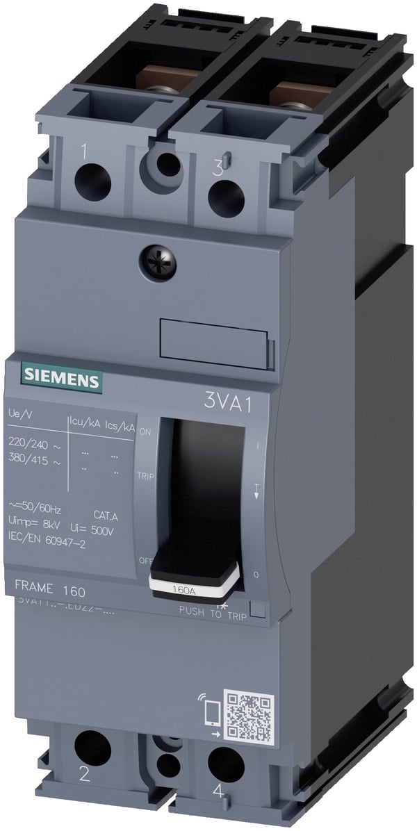 Siemens 3VA1112-4ED22-0AA0 effektbryter (125 A, maks. 415 V/AC) 50.8 x 130 x 70 mm