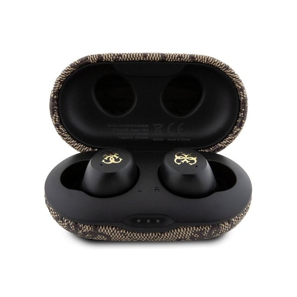 TWS Guess 4G Metalliset Bluetooth-kuulokkeet ENC-telakointiasemalla - ruskea