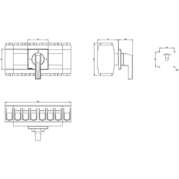 Kuormanjakokosketin Musta 4-nastainen 185 mm² 250 A 690 V/AC Siemens 3LD24057UL01