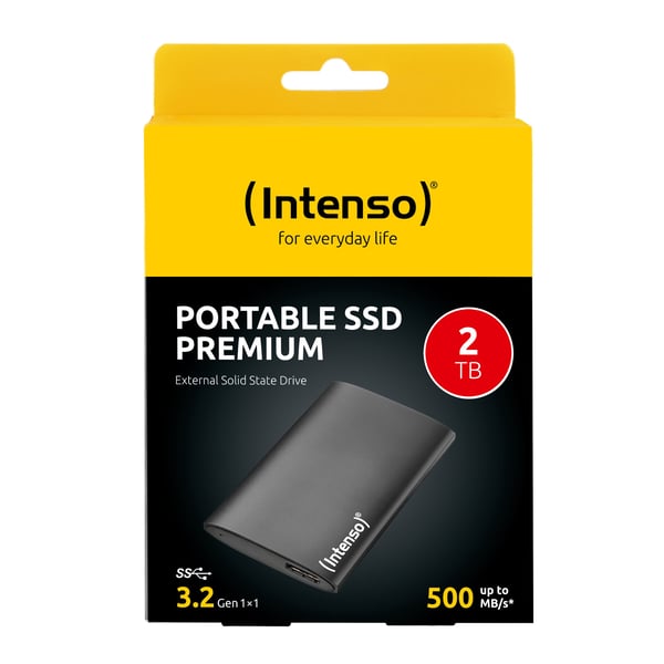 Intenso Premium - SSD - 2 TB - ekstern (bærbar) - 1.8" - USB 3.2 Gen 1x1 - svart
