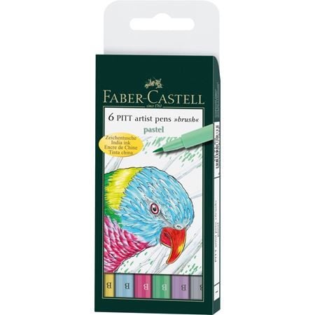 Faber-Castell PITT Artist Pen - Børstepenn - permanent - assorterte pastellfarger - tusj (en pakke 6)