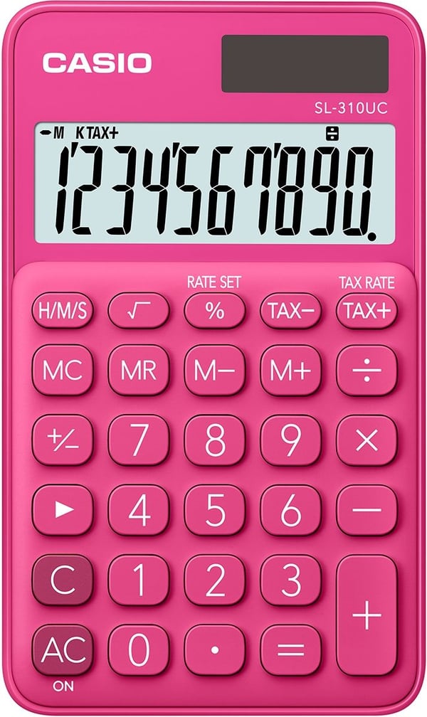 Casio SL-310UC - Lommekalkulator - 10 sifre - solpanel, batteri - rød