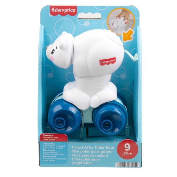 Fisher-Price Crawl-After Polar Bear, vauvan puuhalelu konttaamisleikkiin, aisteja stimuloivat yksityiskohdat, 0,75 vuosi/vuosia, Tuottaa ääntä, Muo...