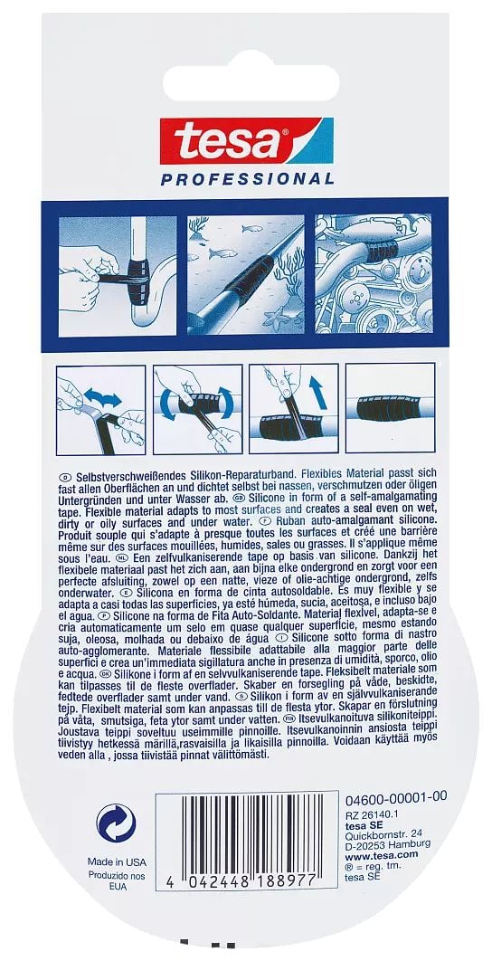 TESA 04600-00001-00-00, Lajittele, metalli, Silikoni, -65 - 260 °C, 3 m, 2,5 cm