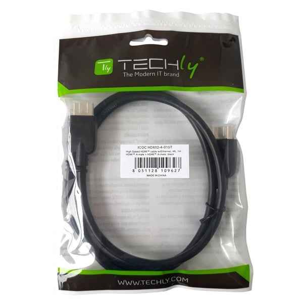 Techly ICOC HDMI2-4-020T, 2 m, HDMI typ A (standard), HDMI typ A (standard), 3D, 18 Gbit/sek, svart