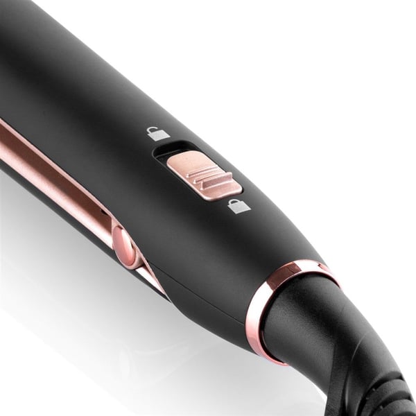 ETA Fenite Hair Straightener Gift Set with Ceramic Plates, LCD Display, Brush, Comb, Hair Clips, and Case