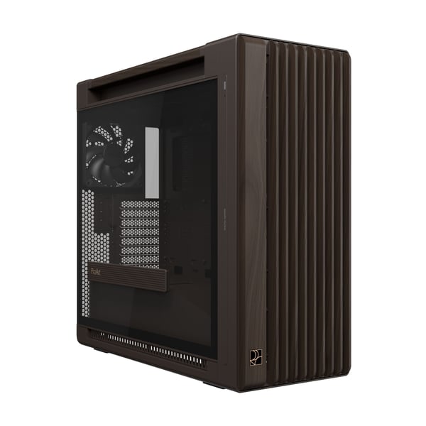 ASUS ProArt PA602 chassi, Mid Tower, härdat glas, Wood Edition, Retro Brown