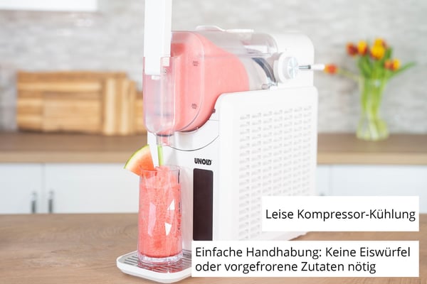 Unold Slush-Eismaschine Susi 48940, Kompressor-iskremmaskin, 2 l, Hvit, 1,2 m, Plast, Knapper