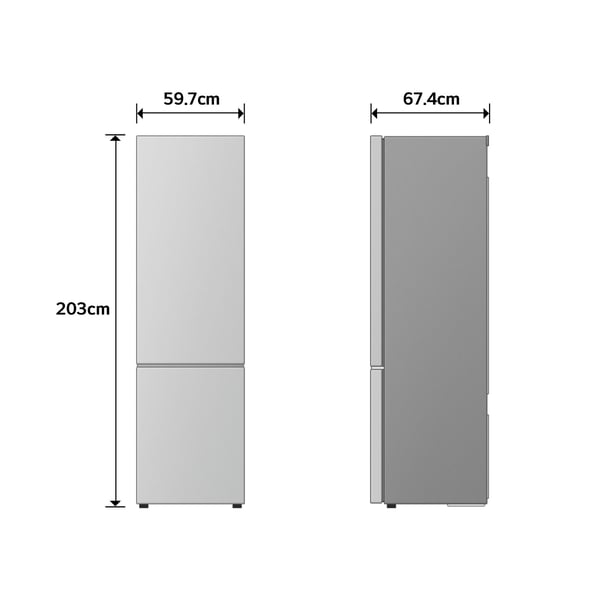 LG GBBS322CPY kyl- och frysskåp 375 L, energiklass C, 59,7 cm, silver