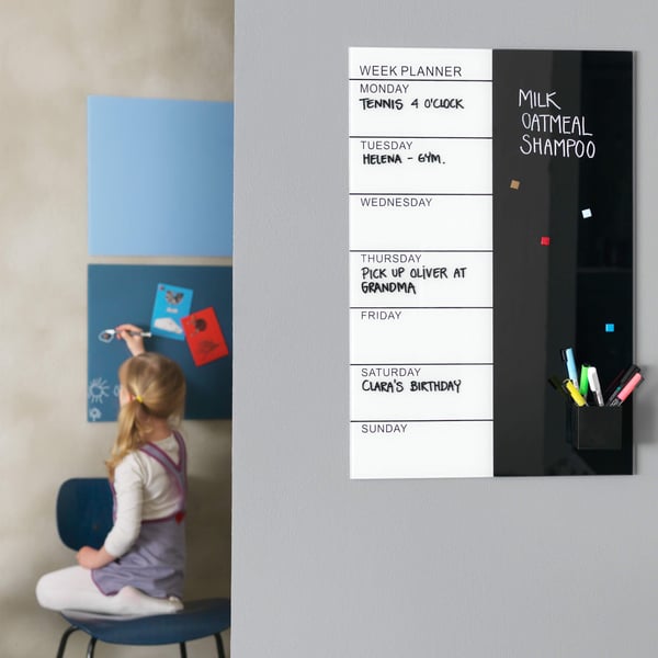 Magnetisk NAGA ugetavle i glas 40x60 cm - svensk tekst