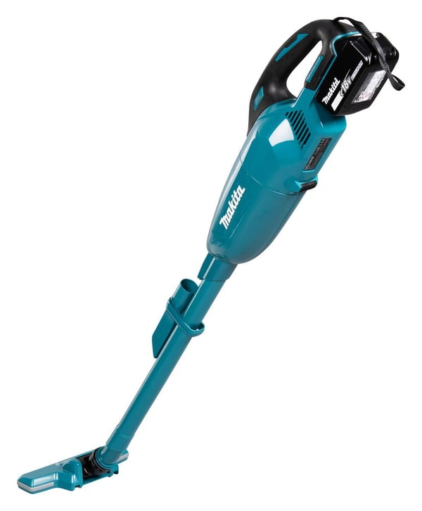 Makita DCL284FZ 2-i-1 sladdlös skaftdammsugare, påslös, svart/turkos