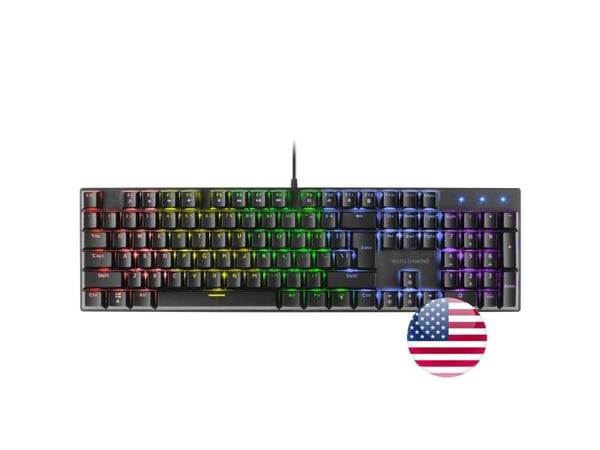 Mars Gaming MK422, Koblet med ledninger (ikke trådløs), USB, Mekanisk nøkkelbryter, QWERTY, RGB LED, Sort