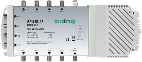Axing SPU 58-05, 5 lähtöä, 8 tuloa, 950 - 2400 MHz, 85 - 862 MHz, IP20, F