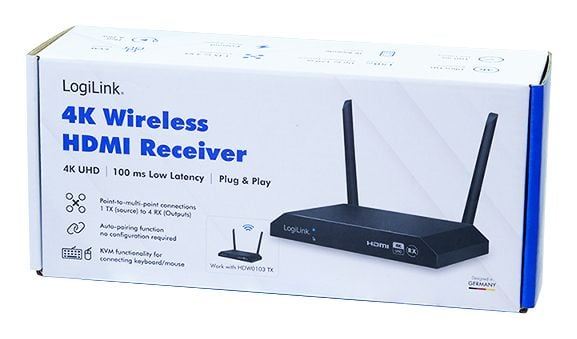 LogiLink HDW0103AR, 3840 x 2160 pixlar, AV-mottagare, 150 m, Kabel & Trådlös, Svart, HDCP