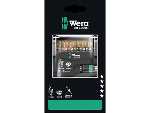 Wera 05136392001, 11 kpl, Phillips, Star ruuvimeisseli, Torx Plus, PH 1,PH 2, PZ 1,PZ 2, TX10,TX15,TX20,TX25,TX30, 2,5 cm, 2,5 cm