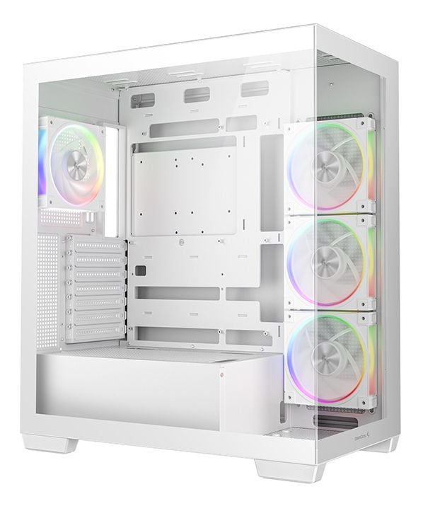DeepCool CG580 4F V2 WH - Tower - ATX - genomskinlig sidopanel (härdat glas) - ingen strömförsörjning (ATX / PS/2) - vit - USB/ljud