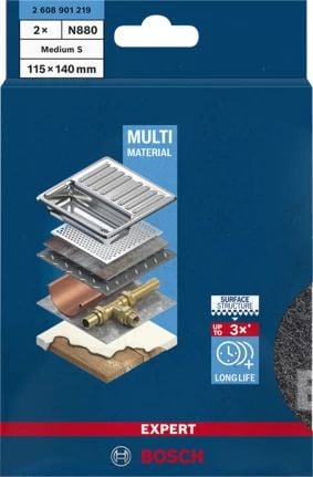Bosch 2 608 901 219, Hiomatyyny, Keskikarkeus, Maalin poistoon, Metalli, Puu, Kuivahionta, 115 mm