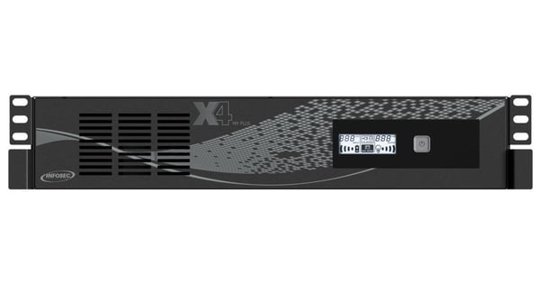 INFOSEC X4 RM Plus 3000 - UPS (kan monteres i rack) - AC 220/230/240 V - 1800 watt - 3000 VA - enkeltfase - 7 Ah - USB - utgangskontakter: 10 - 19"