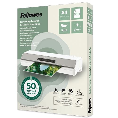 Fellowes - 100-pack - glanset - lamineringspunger