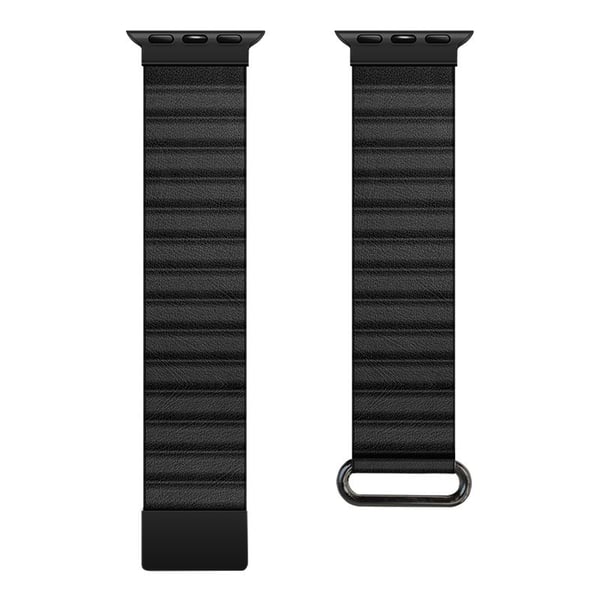 Crong CRG-44ECL-BLK, Klockarmband, Apple, Watch 42/44/45/49 mm, Läder, Rostfritt stål, Svart