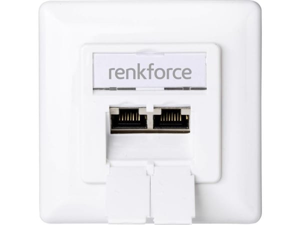 Renkforce RF-4697900 Verkkopistorasia Pinta-asennus CAT 6 2 porttia Kirkas valkoinen