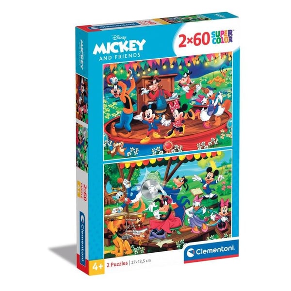 Clementoni Puslespil Mickey og venner, 2x60 brikker