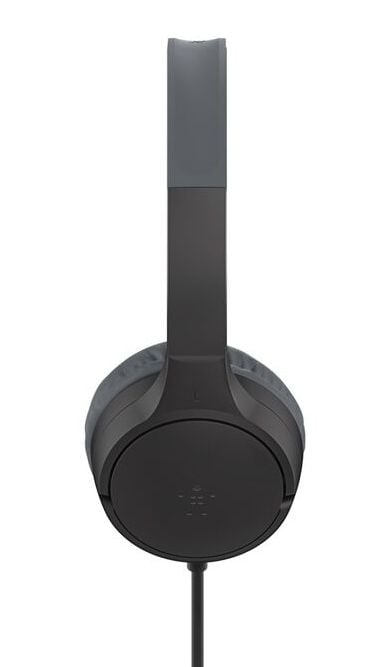 Belkin SoundForm Mini - Hörlurar med mikrofon - på örat - kabelansluten - 3,5 mm kontakt, USB-C - svart