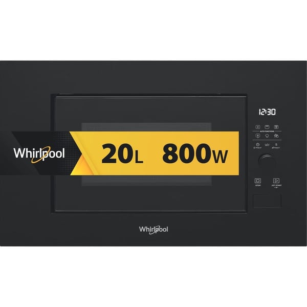 Whirlpool WMF200G NB, Kiinteä, Grillimikroaaltouuni, 20 L, 800 W, Sisäänrakennettu näyttö, Rotaatio, Kosketus