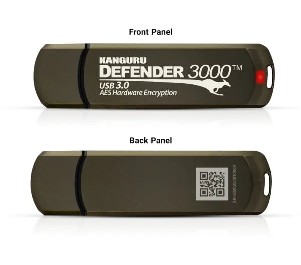 Kanguru Encrypted Defender 3000 - USB flash-enhet - krypterat - FIPS 140-3 Level 3 - 64 GB - USB 3.2 Gen 1 - TAA-kompatibel